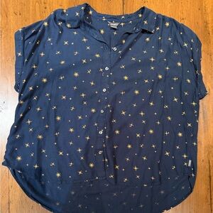 Navy Star Print Women's Top